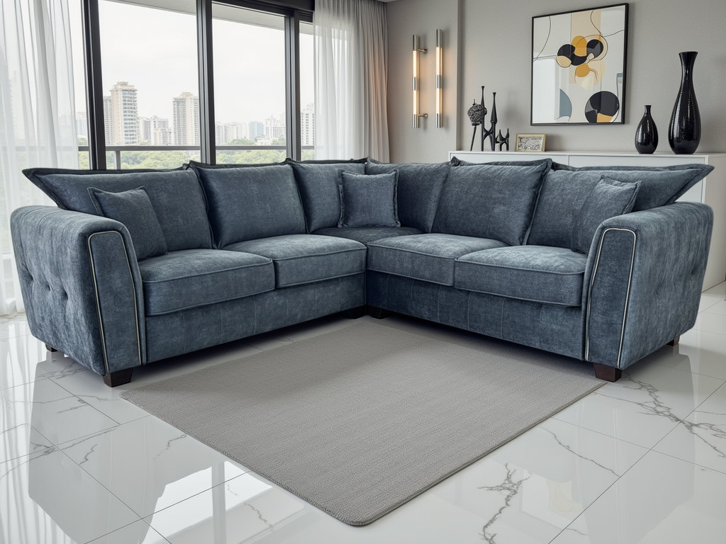 Selina Sofa Black Large Corner - Sofas UK