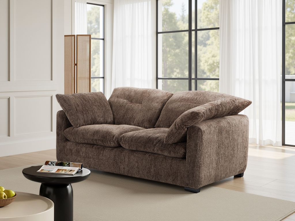 Quin Sofa Brown 2 Seater - family fabric sofa - Dreamy furniture