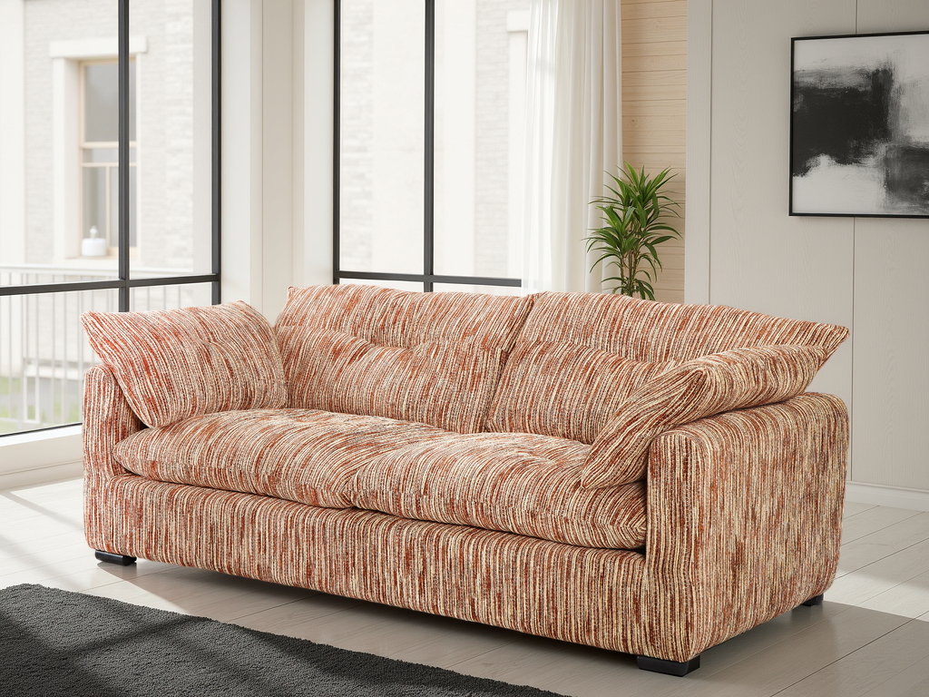 Quin Sofa Rust/Beige 3 Seater - family fabric sofa - Dreamy furniture