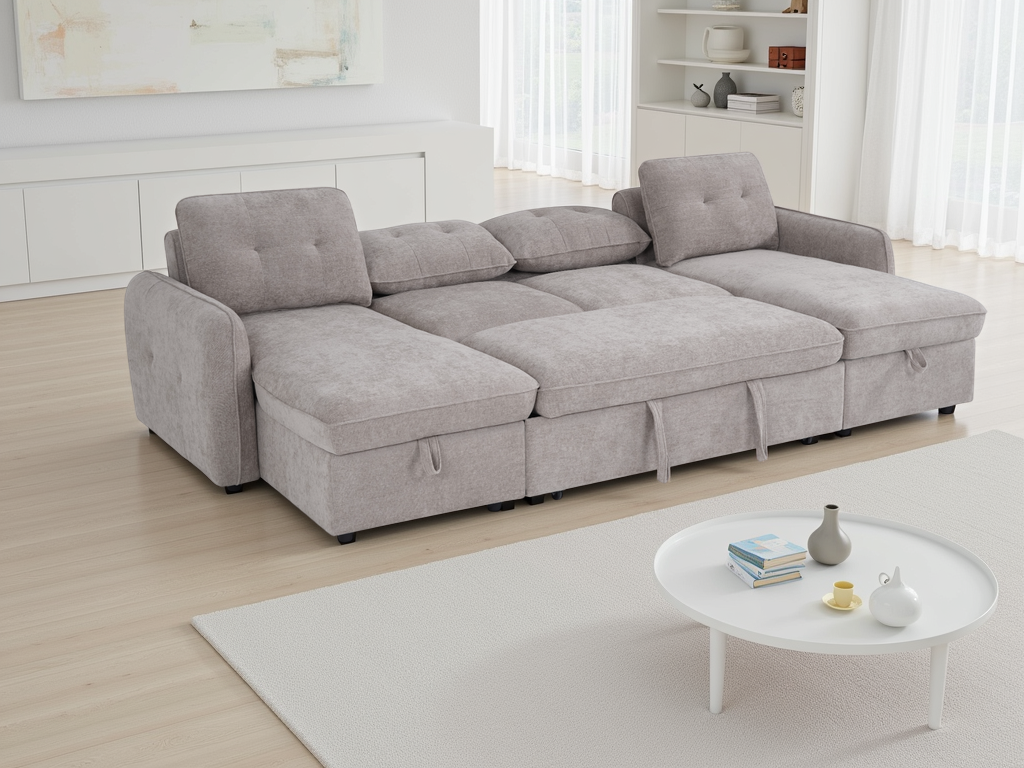 Morgan Sofabed Beige U Shape Corner - Morgan Sofabed Beige U Shape Corner sofa bed Isle of Man UK delivery