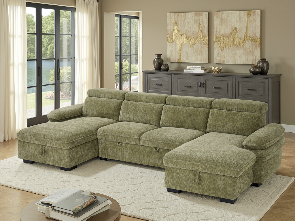 Hunnie Sofabed Green U Shape Corner - premium sofabed with free Isle of Man and UK delivery