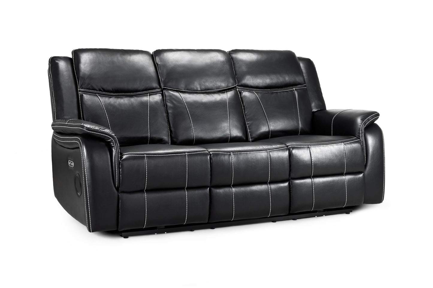 Gatsby black leather recliner 3 seater by Dreamy