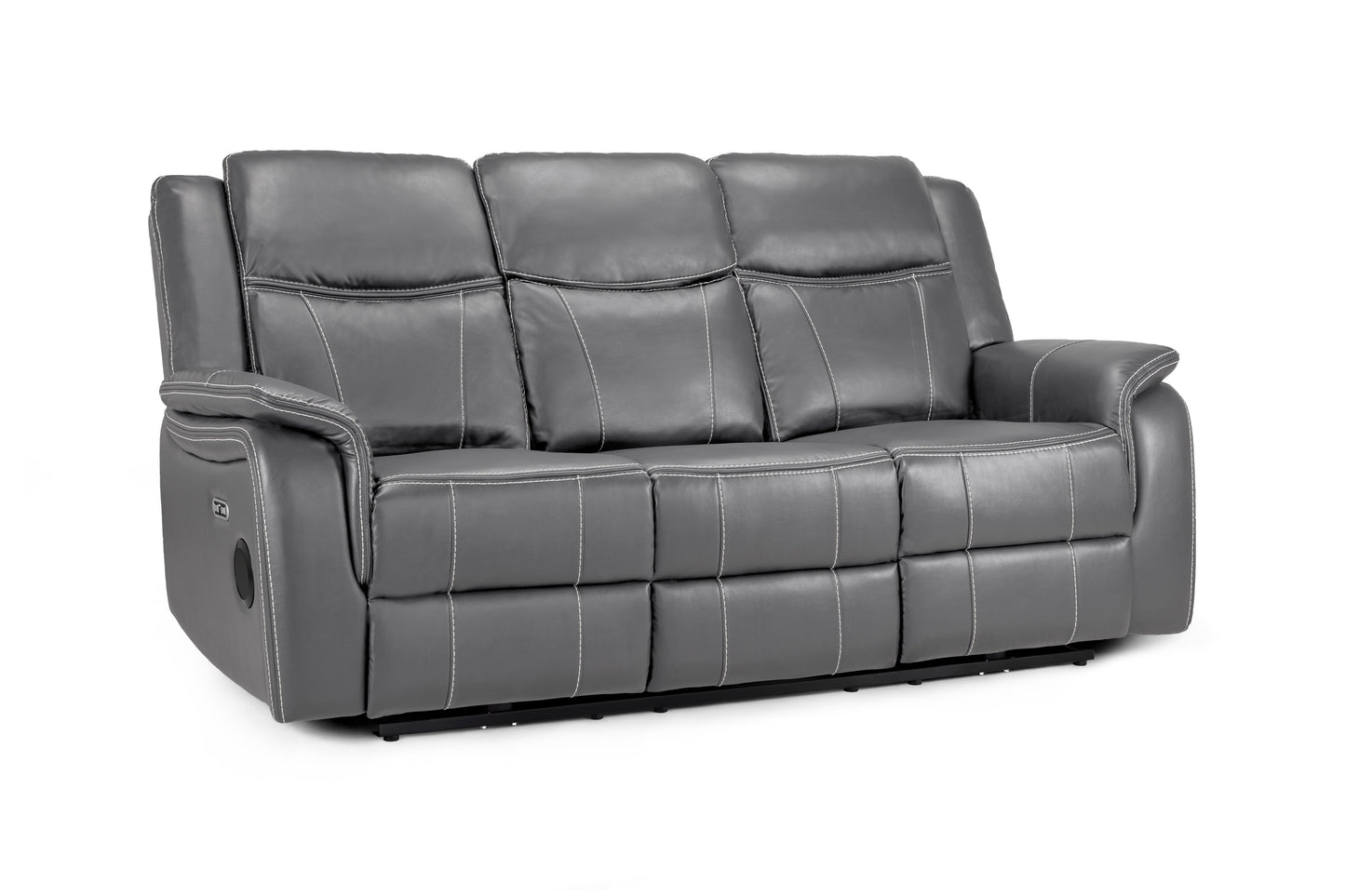 Gatsby grey leather recliner 3 seater by Dreamy