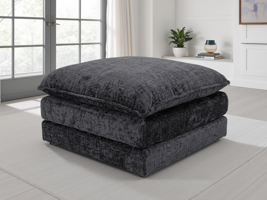 Sonia Sofa Black Footstool - premium footstool with free Isle of Man and UK delivery