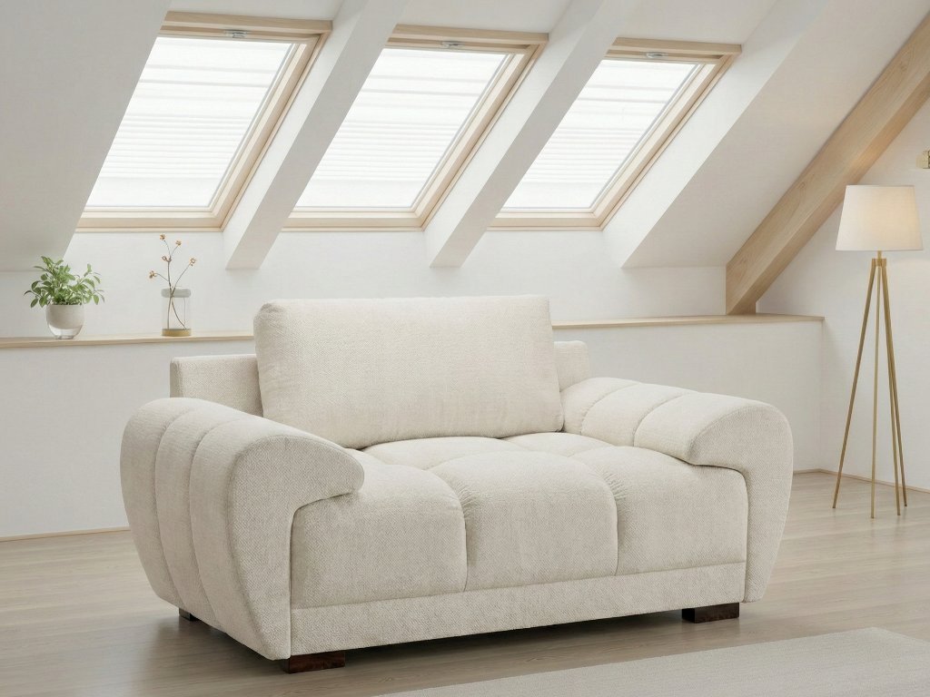 Azura Sofa Cream Armchair - luxury chenille sofa - Dreamy furniture