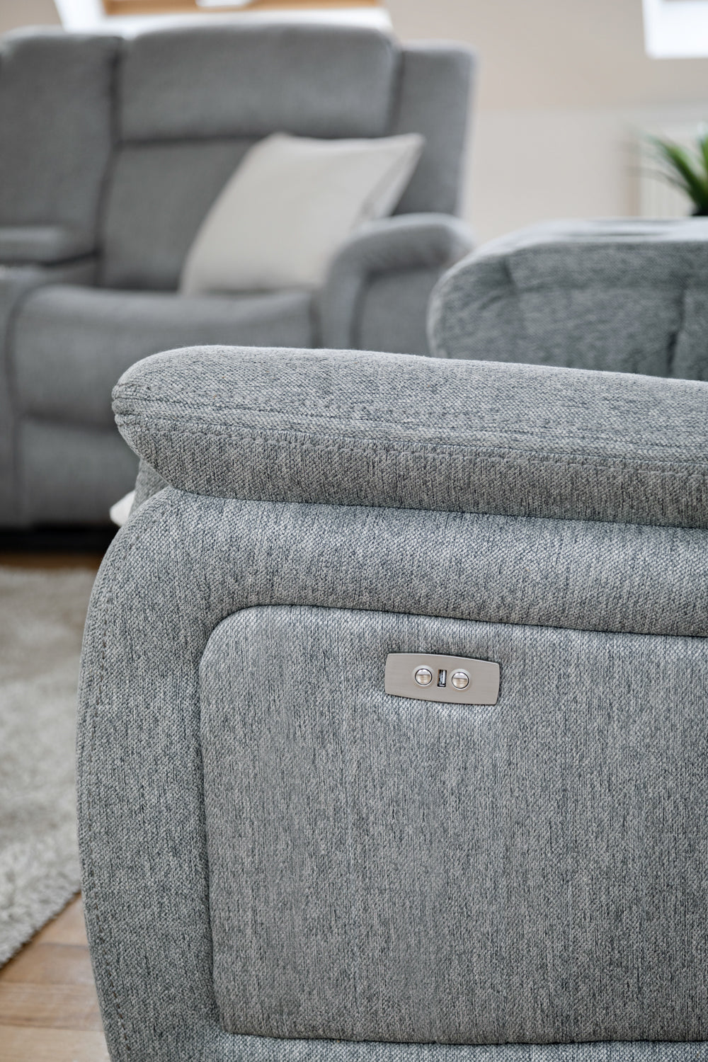 Lindy Electric Recliner Sofa Grey 3 Seater at Dreamy furniture store