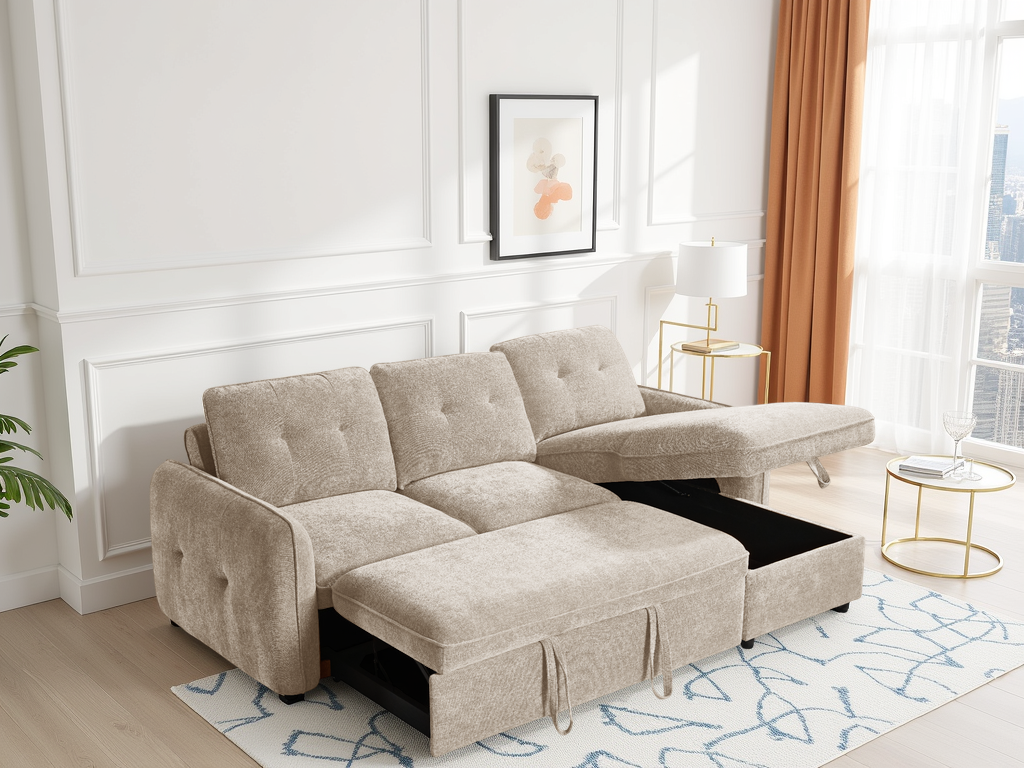 Morgan Sofabed Beige Universal Corner - beige corner sofa bed Isle of Man