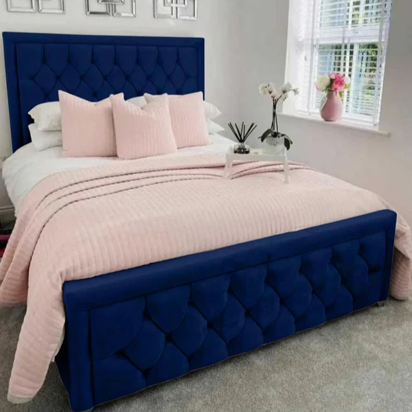 Regal Upholstered Plush Velvet Bed