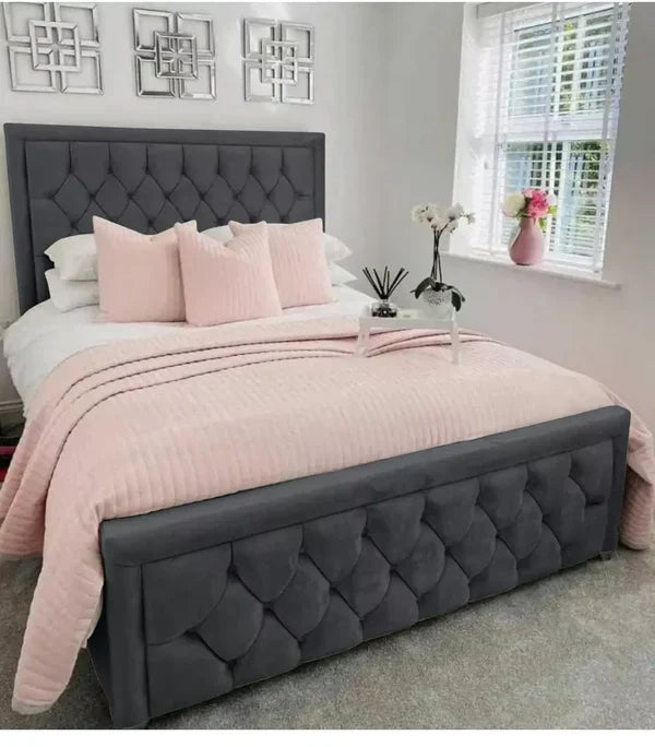 Regal Upholstered Plush Velvet Bed