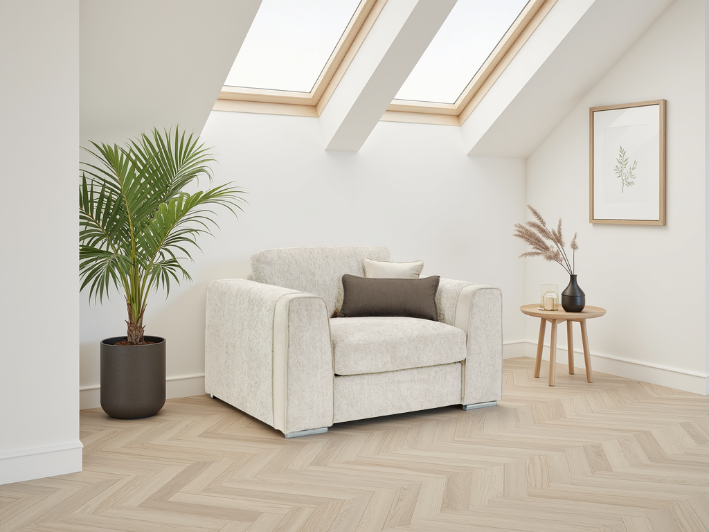 Natalie Beige Armchair with dimensions W140 x D103 x H90cm | Seat height 50cm | Seat depth 70cm | Seat width 85cm - Dreamy UK and Isle of Man