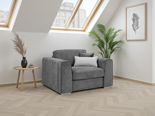 Natalie Grey Armchair sofa at Dreamy – W140 x D103 x H90cm with free Isle of Man and UK delivery