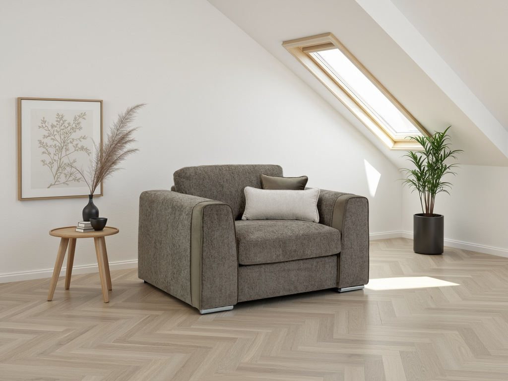 Natalie Mocha Armchair sofa at Dreamy – W140 x D103 x H90cm with free Isle of Man and UK delivery