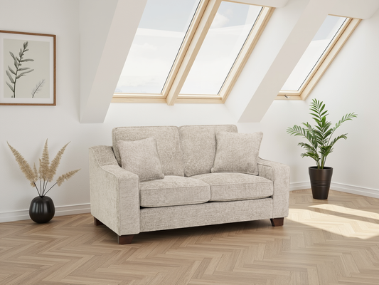 Nelly Sofa Stone 2 Seater - stone fabric 2 seater from Dreamy with free Isle of Man and UK delivery