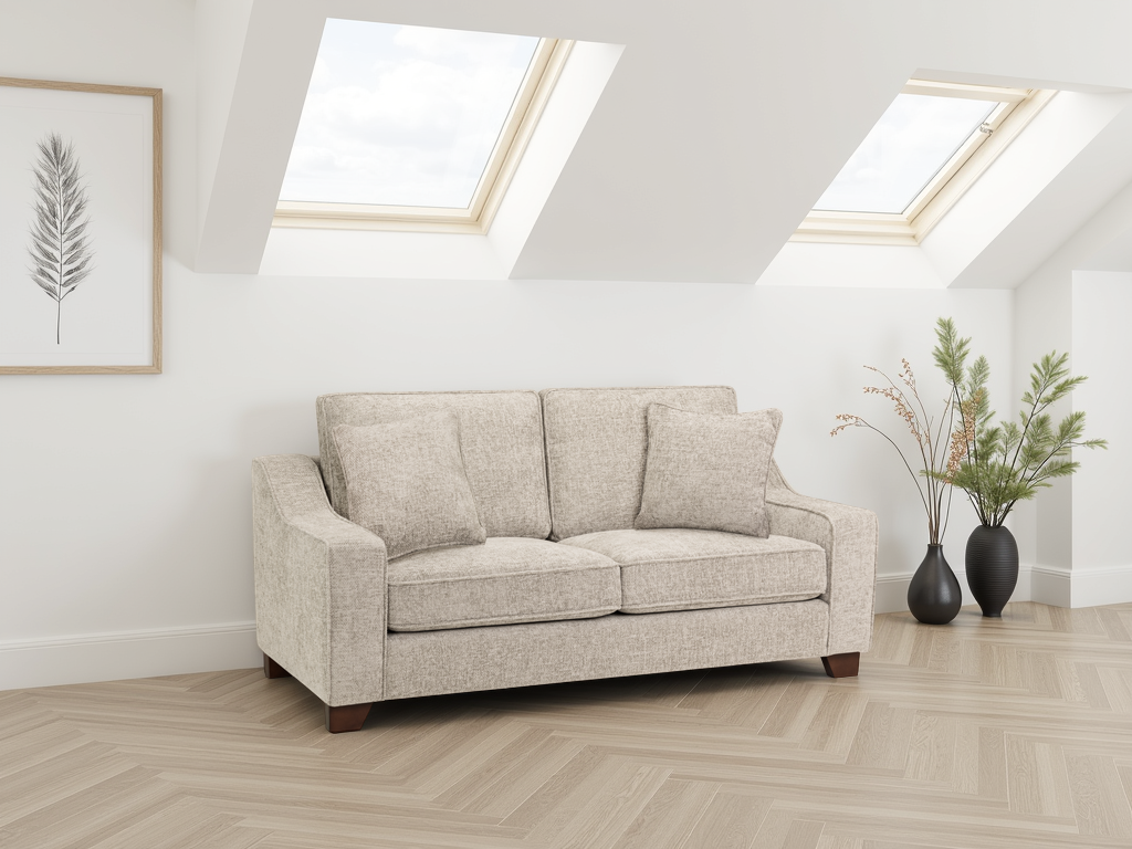 Nelly Sofa Stone 3 Seater - stone fabric 3 seater from Dreamy with free Isle of Man and UK delivery