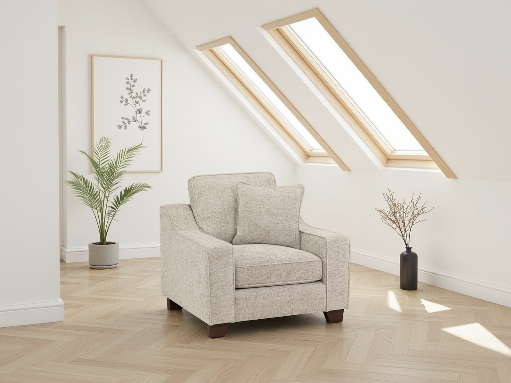 Nelly Sofa Stone Armchair - stone fabric armchair from Dreamy with free Isle of Man and UK delivery