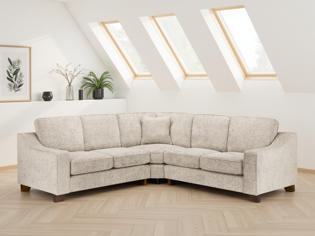 Nelly Sofa Stone Large Corner - stone fabric large corner from Dreamy with free Isle of Man and UK delivery