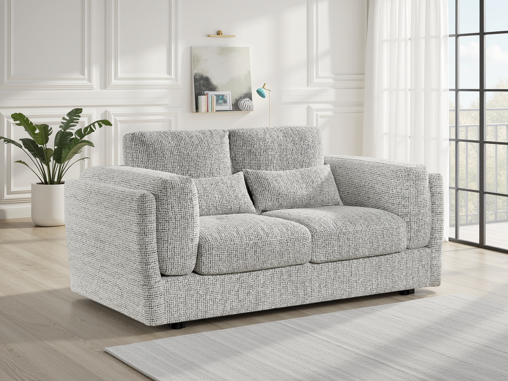 Barbi Sofa Grey 2 Seater - deep seat fabric sofa UK at Dreamy