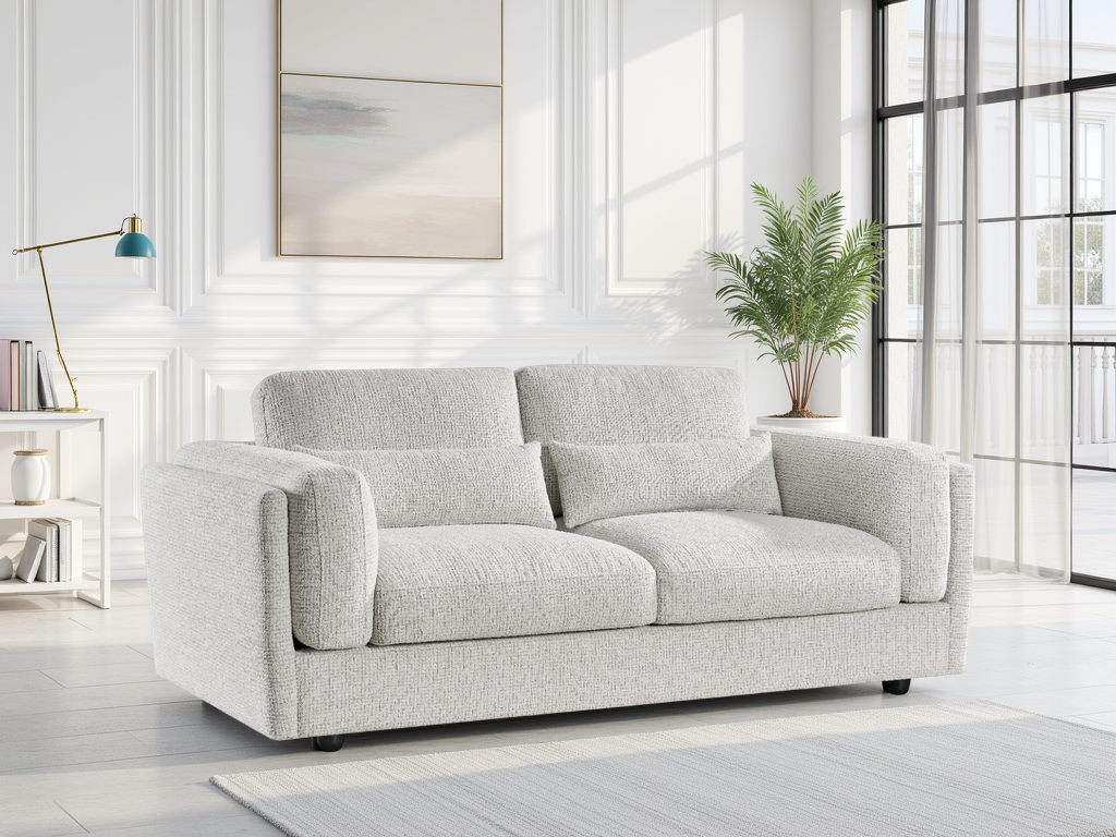 Barbi Sofa Beige 3 Seater - deep seat fabric sofa UK at Dreamy