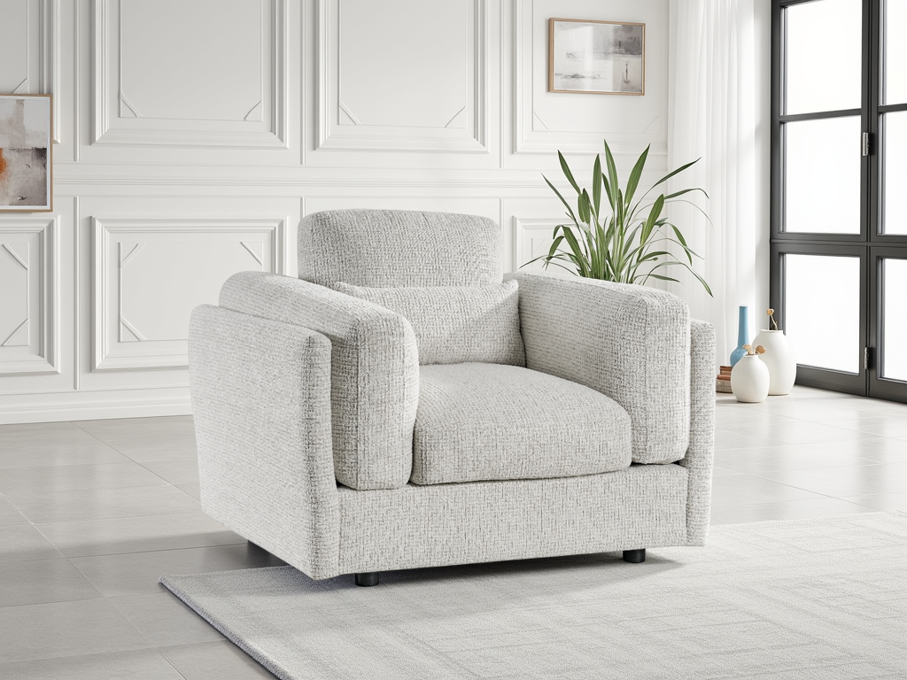 Barbi Sofa Beige Armchair - deep seat fabric sofa UK at Dreamy