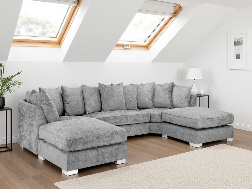 Bianco Scatterback Sofa Platinum U Shape Corner at Dreamy – scatterback u shape corner sofa with free Isle of Man and UK delivery