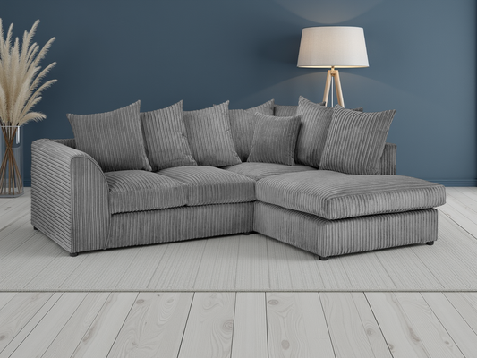 Harper Grey Right Hand Facing Corner sofa at Dreamy – W212 x L164 x D87 x H80cm with free Isle of Man and UK delivery
