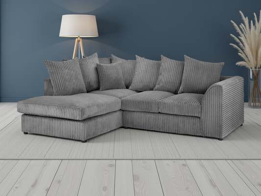 Harper Grey Left Hand Facing Corner sofa at Dreamy – W212 x L164 x D87 x H80cm with free Isle of Man and UK delivery