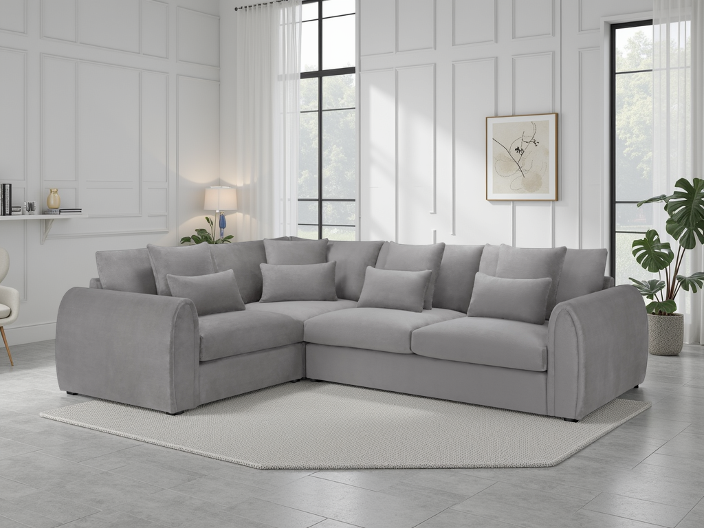 Milo Sofa Grey Left Hand Facing Corner at Dreamy – deep seat corner sofa UK with free Isle of Man and UK delivery