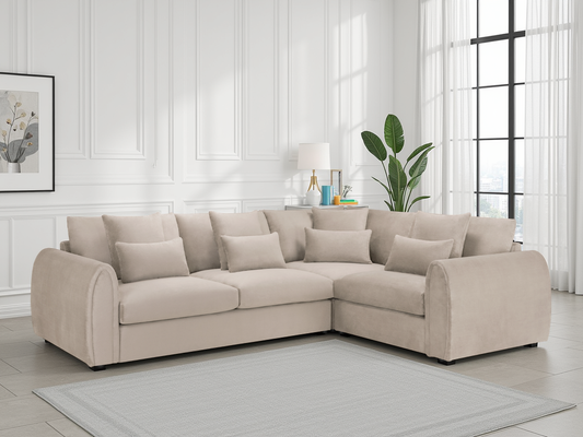 Milo Sofa Mocha Right Hand Facing Corner at Dreamy – deep seat corner sofa UK with free Isle of Man and UK delivery