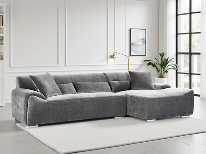 Dreamy Mora charcoal right hand corner sofa in fabric