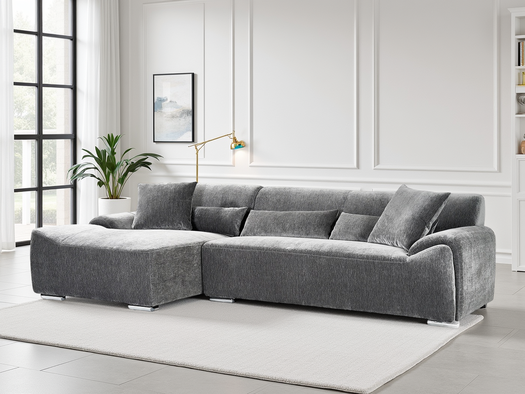 Dreamy Mora charcoal left hand corner sofa in fabric