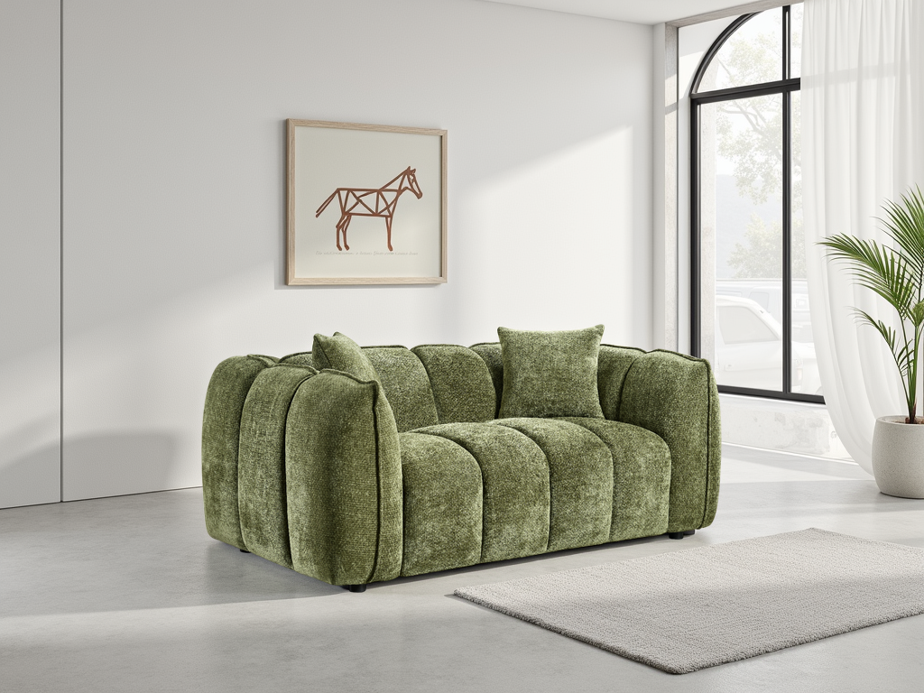Vera Sofa Olive 2 Seater - modern compact sofa UK at Dreamy