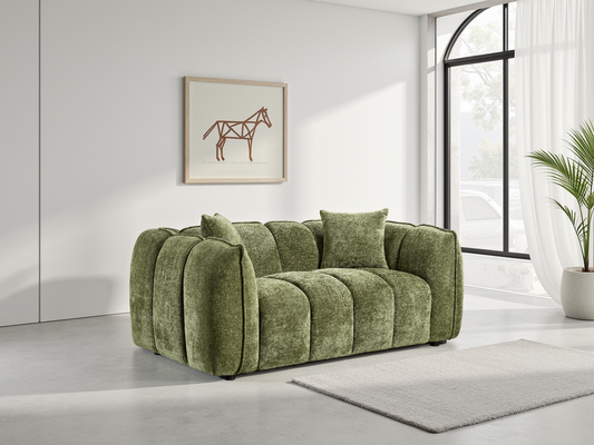 Vera Sofa Olive 2 Seater - modern compact sofa UK at Dreamy