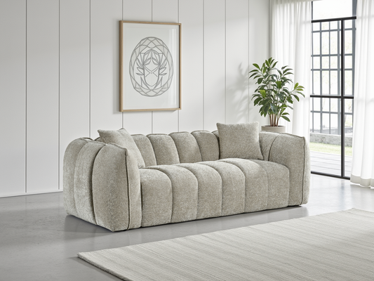 Vera Sofa Beige 3 Seater - modern compact sofa UK at Dreamy