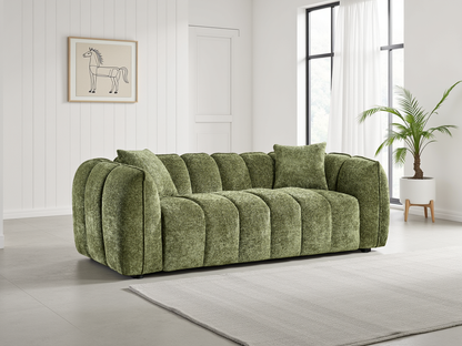 Vera Sofa Olive 3 Seater - modern compact sofa UK at Dreamy
