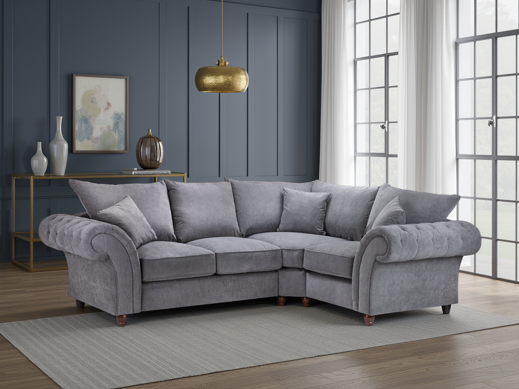 Willow Grey Right Hand Facing Corner sofa - premium fullback sofa with UK and Isle of Man delivery