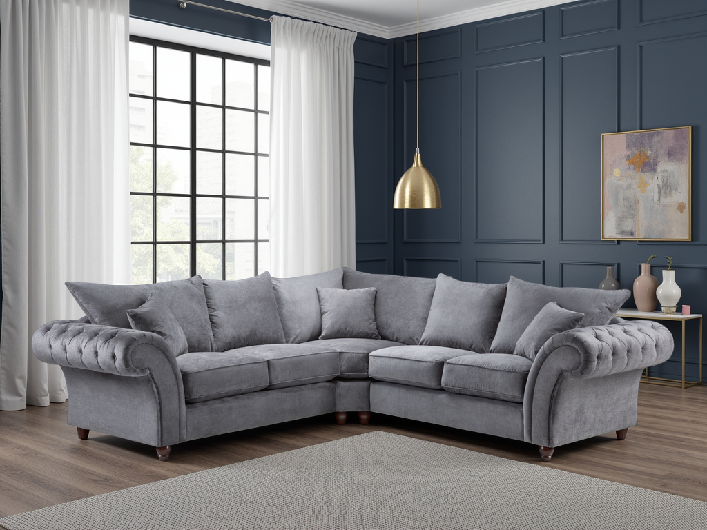 Willow Grey Large Corner sofa - premium fullback sofa with UK and Isle of Man delivery