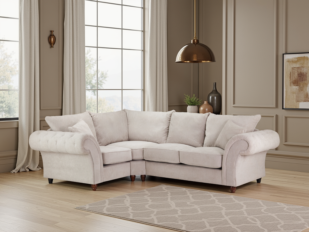 Willow Stone Left Hand Facing Corner sofa - premium fullback sofa with UK and Isle of Man delivery