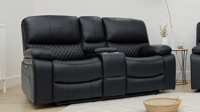 Orin Electric Recliner Sofa Black 2 Seater from Dreamy - sofa with free Isle of Man and UK delivery