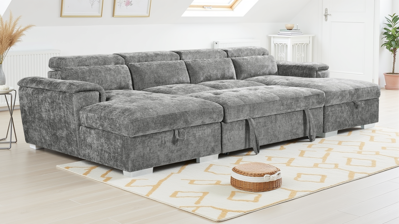 Alto Sofabed Grey U Shape Corner from Dreamy - sofa with free Isle of Man and UK delivery