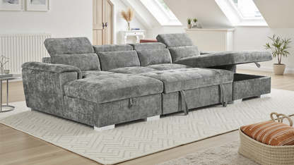 Alto Sofabed Grey U Shape Corner from Dreamy - sofa with free Isle of Man and UK delivery