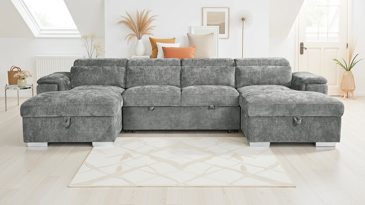 Alto Sofabed Grey U Shape Corner from Dreamy - sofa with free Isle of Man and UK delivery