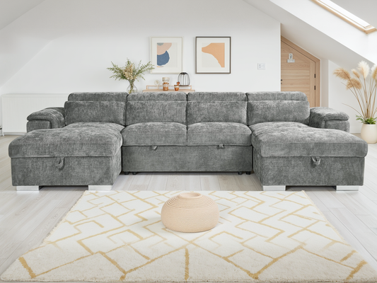 Alto Sofabed Grey U Shape Corner from Dreamy - sofa with free Isle of Man and UK delivery