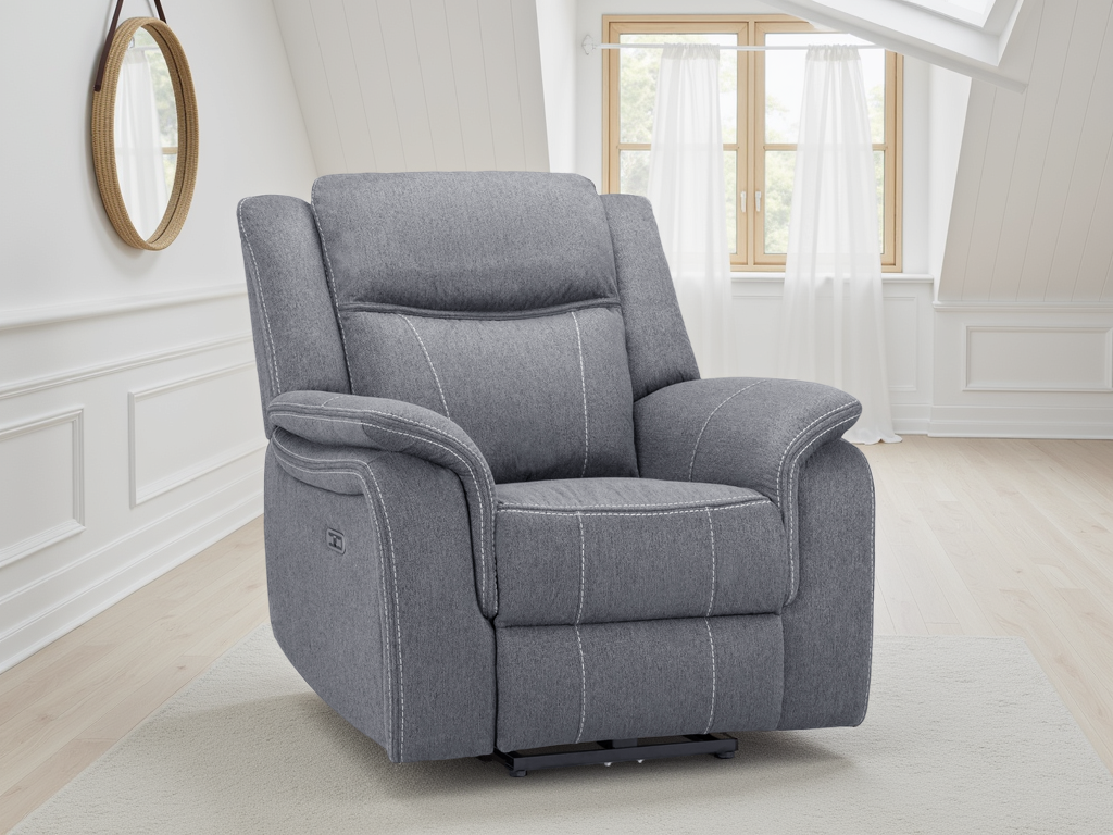 Gatsby grey fabric recliner armchair by Dreamy