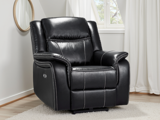 Gatsby black leather recliner armchair by Dreamy