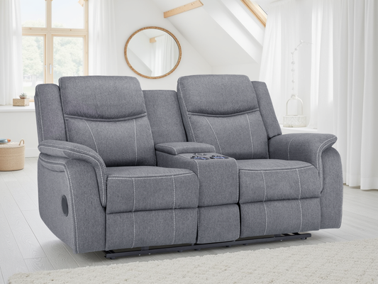 Gatsby grey fabric recliner 2 seater by Dreamy