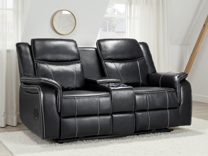 Gatsby black leather recliner 2 seater by Dreamy