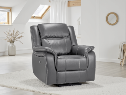 Gatsby grey leather recliner armchair by Dreamy