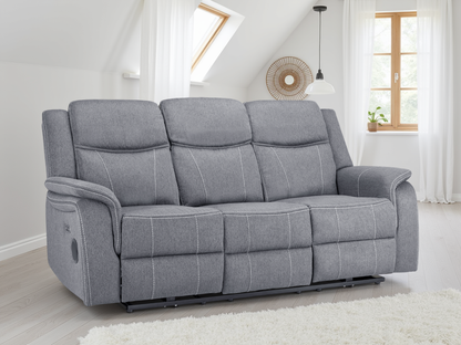 Gatsby grey fabric recliner 3 seater by Dreamy