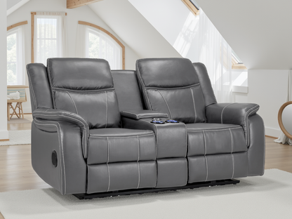 Gatsby grey leather recliner 2 seater by Dreamy