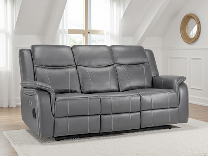 Gatsby grey leather recliner 3 seater by Dreamy